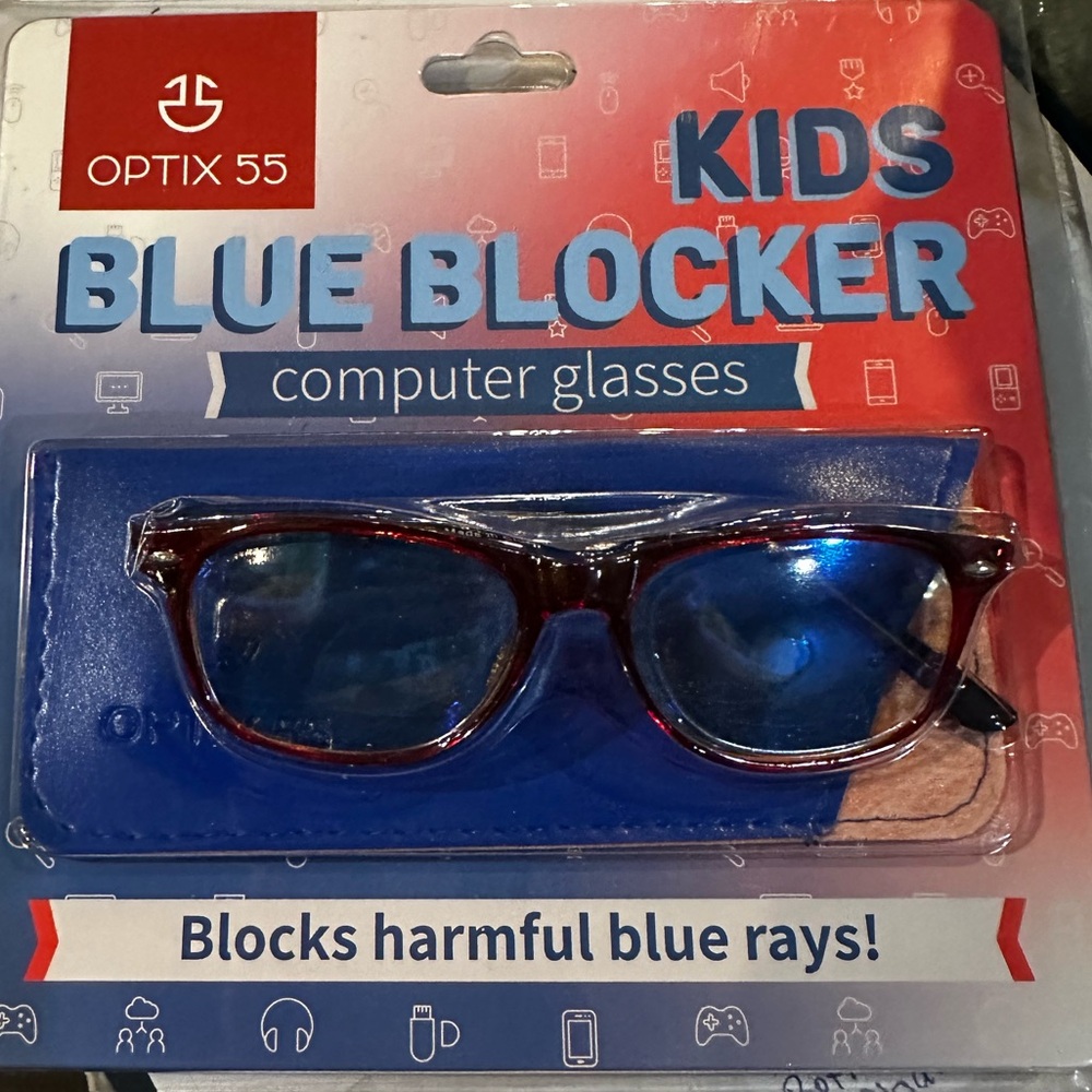 Optix 55 Blue Blocker computer Glasses new with‎ case